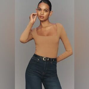 ANTHROPOLOGIE | long sleeve ribbed scoop neck | size small